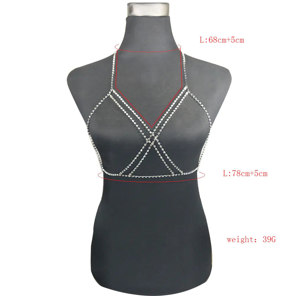 SHOW Sexy Beach Bikini with Rhinestone Body Chain
